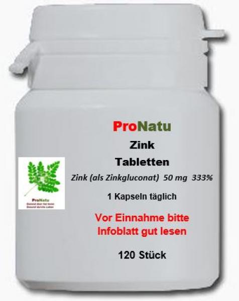 ProNatu 120 Zink Tabletten 50 mg (Vegetarisch)